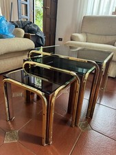 Set Tavolini Ad Incastro Vintage In Ottone