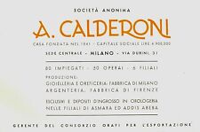 PUBBLICITA' 1940 SOCIETA' CALDERONI ANONIMA ORAFI OROLOGI MILANO FIRENZE COLONIE