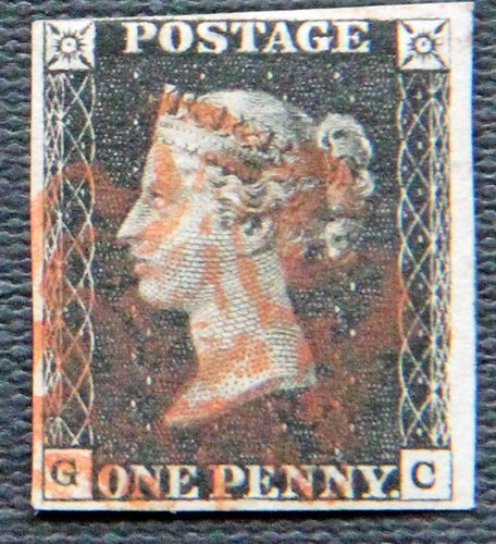 1840 penny nero rosso - 1d,