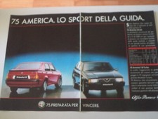 advertising Pubblicità 1987 ALFA ROMEO 75 AMERICA 3.0/1.8