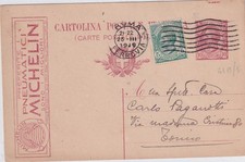 1918 Intero postale 10c co pubblicità PNEUMATICI MICHELIN