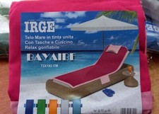 Telo mare IRGE in microfibra tinta unita con tasche e cuscino gonfiabile 72x192