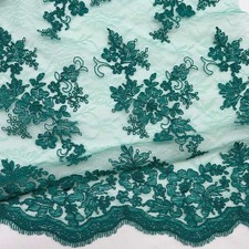 Tessuto Tulle Ricamato Giada