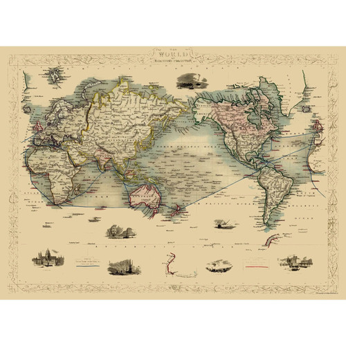Mappa storica mondo arte - mondo,