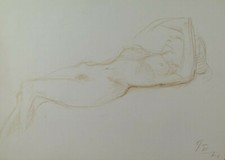 VECCHIO DISEGNO DATATO 71 FIGURA FEMMINILE STUDIO ARTISTA CORPO ARTE BM53.6C