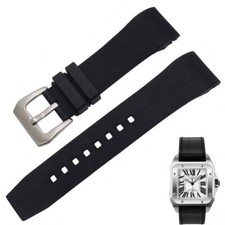 Cinturino Nero per Cartier Santos XL Gomma/Rubber 23mm