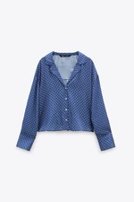 Zara Blue Printed  Boxy Satin