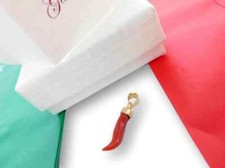 Cornetto di corallo Ciondolo Corno Pendente in Corallo e Oro da 750 PortaFortuna