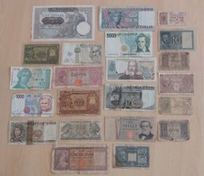 MAXI Lotto Regno-Repub+Mondo 22 Diverse Banconote da 1 a 50.000 Lire Volto Donna