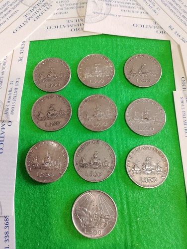 Lotto dieci monete 500 - dieci, lire