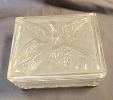 Scatola vetro vintage anni 30 A Verleys con coperchio coperchio bigiotteria firmata francese