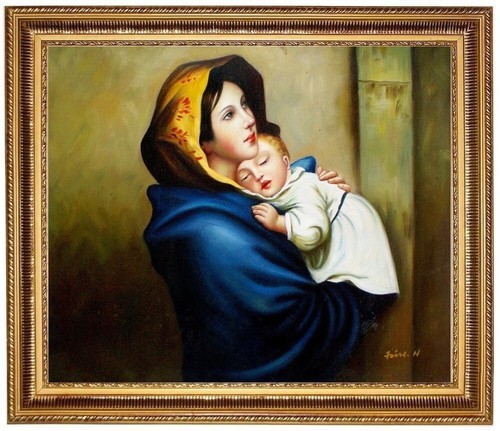 Quadro olio madonna con gesù - olio,