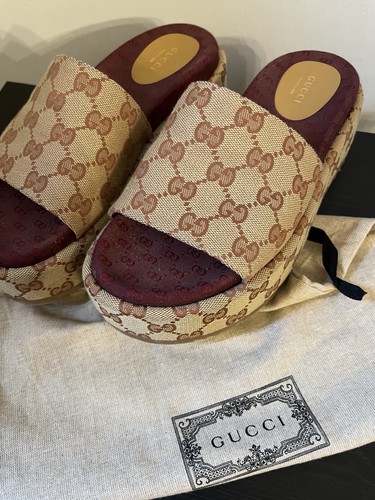 Gucci ciabatte plateau tela - ciabatte,