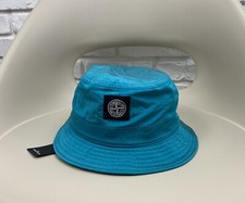 Cappello Berretto Secchiello Stone Island Nylon Metallo Logo Turchese Taglia L Nuovo con etichette