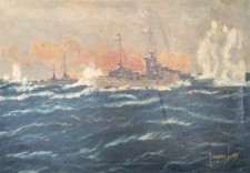 Francesco Liuzzi (XX) - Battaglia navale - Olio su tela