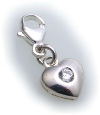 Charm cuore zirconia argento - cuore,