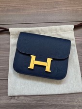 Hermes Constance Borsa Portafoglio Slim con Tracolla Usata, Pelle Nera