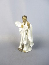 VINTAGE STATUA IN CERAMICA FIGURA UOMO IN VESTI TRADIZIONALI CINESI