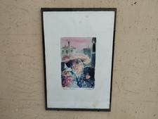 QUADRO DIPINTO ACQUERELLO SU CARTA LUCIANO CONTEDUCA MASCHERE VENEZIANE