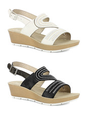 INBLU  sandali Donna estivi zeppa punta aperta Fibbia regolabili plantare soft