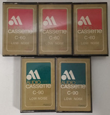 Lotto 5x AUDIO MAGNETICS C60 90 1970 musicassette vergini cassette tape vintage