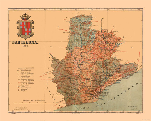Mappa storica barcellona - mappa,