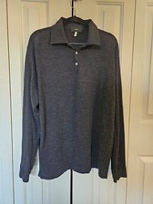 Polo manica lunga lana Zanone Lana maglione Henley 54 2XL XXL 2X grigio antracite