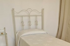 Testata letto singolo in ferro battuto Fiocco avorio decorato oro