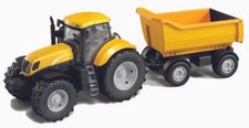 TRATTORE NERO/GIALLO CON RIMORCHIO SPONDE ALTE RIBALTABILE CM 61 ITALY GIOCATTOL