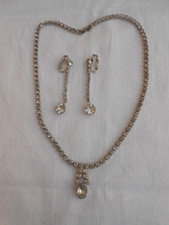 SET ORECCHINI A CLIP E COLLANA STRASS ANNI 70