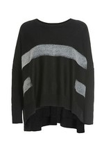 Maglia da donna nera grigia Deha girocollo asimmetrica lana casual moda