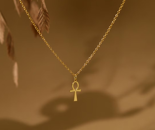 Collana croce ankh placcata - collana,