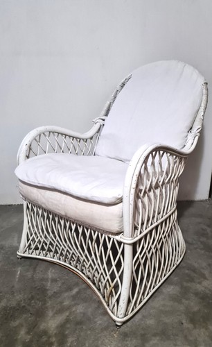 Poltrona rattan bianca con - rattan,