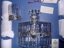 SERVIZIO BOTTIGLIA E 6 BICCHIERI CRISTALLO E ARGENTO 925 MARIA CRISTINA STERLING