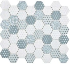 Mosaico Hexagon Azzurro Bianco