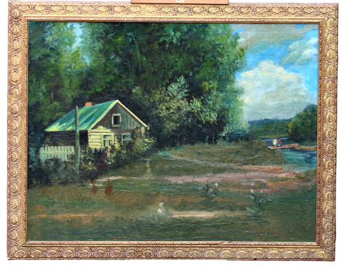 Paesaggio siberiano con casa - paesaggio,