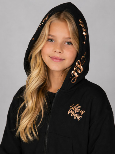 Felpa ragazza zip cappuccio - felpa,