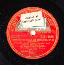 Gröndahl; Ehrling. Wirén (Cello concerto). HMV DB 11039-40 (2). NM(-)
