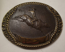 Rodeo in bronzo massiccio Steven L. Knight 1980, fibbie per cintura western - rodeo bull rider