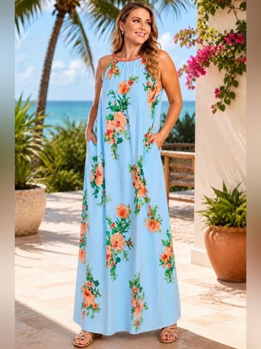 Maxi abito chetta b blu - maxi,