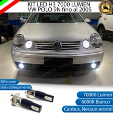 KIT LED FENDINEBBIA VW POLO 9N FINO AL 2005 LAMPADE LED H3 BIANCO 7000 LUMEN