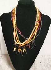 Collana Bracciale Elastico Buddismo Mala Tibetano Sandalo Preghiera 108grani 6mm