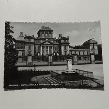 RACCONIGI CASTELLO REALE E MONUMENTO UMBERTO I CARTOLINA ANTICA  BIANCO E NERO