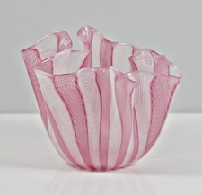 Venini Fulvio Bianconi Vaso Fazzoletto Zanfirico in Vetro di Murano, anni '50.