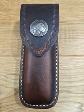 Fodero coltello pelle personalizzato Buck 110. Attrezzato. Testa di indiano nichel. Solo fodero