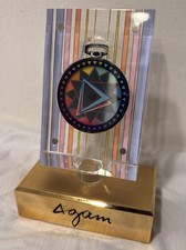 Orologio da tasca Yaacov Agam 1989 "Love Star" Movado quarzo supporto lucite RARO HTF