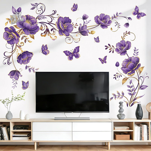 Adesivi murali fiori viola - adesivi,