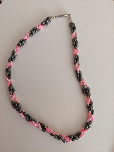 Collana pietre vetro rosa - pietre,