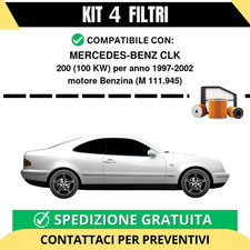 Kit 4 Filtri Tagliando per MERCEDES-BENZ CLK 200 100 kw Benzina 1997-2002