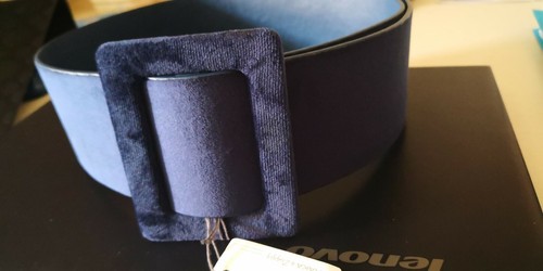 Cinturone blu effetto camoscio - blu,
